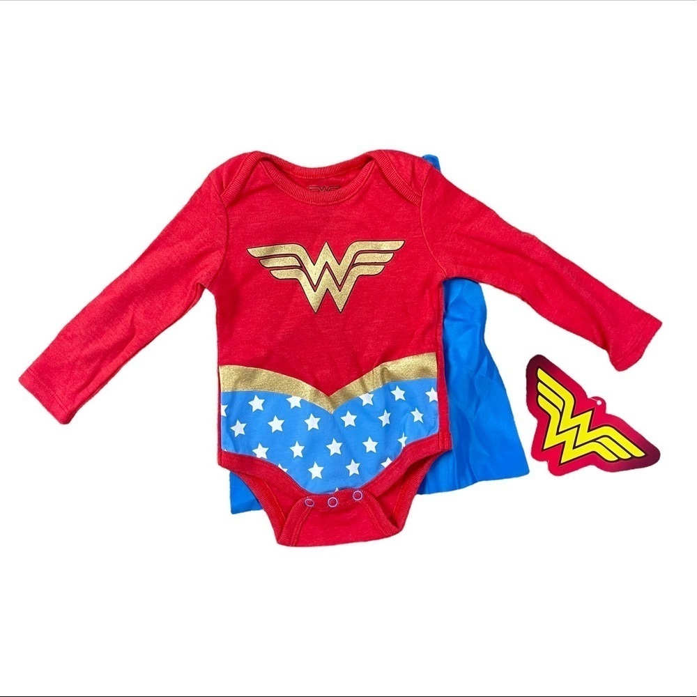 HAPPY THREADS BABY GIRLS WONDER WOMAN ONESIE - Picture 1 of 8